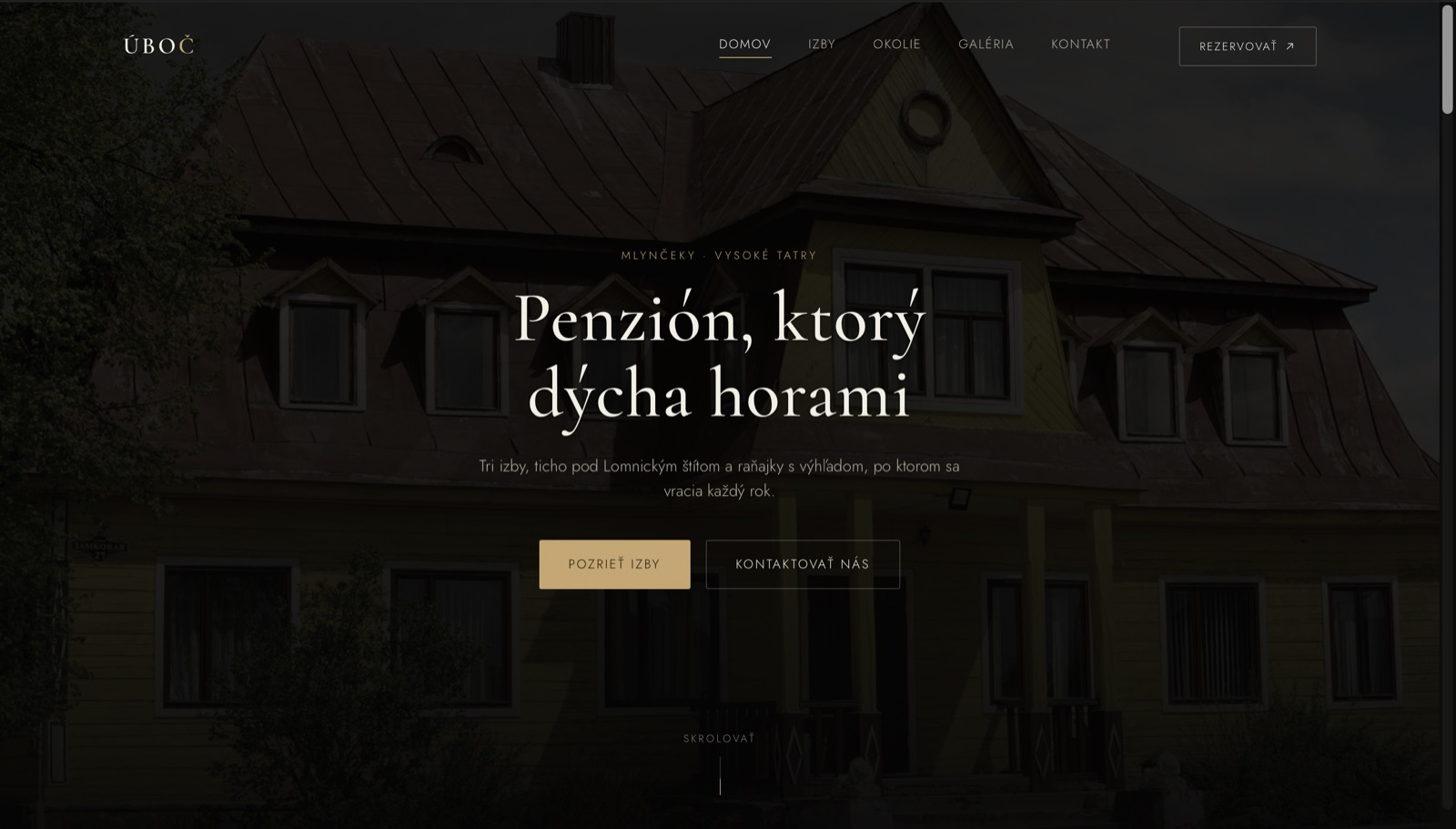 Návrh webu penziónu Úboč